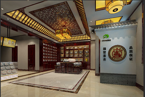 扶风古朴典雅的中式茶叶店大堂设计效果图